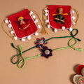  Handmade Fabric Flower Jute Rakhi (Set of 2)