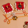  Handmade Fabric Flower Jute Rakhi (Set of 2)