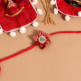  Handmade Fabric Flower Jute Rakhi (Set of 2)