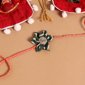  Handmade Fabric Flower Jute Rakhi (Set of 2)