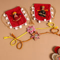  Handmade Fabric Flower Jute Rakhi (Set of 2)