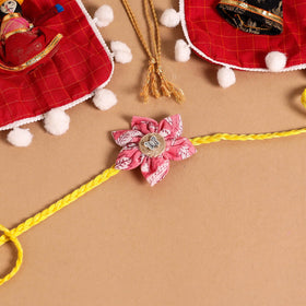  Handmade Fabric Flower Jute Rakhi (Set of 2)