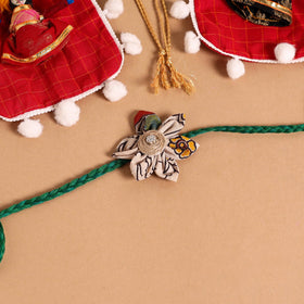  Handmade Fabric Flower Jute Rakhi (Set of 2)