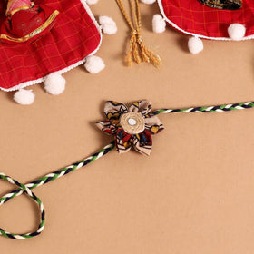  Handmade Fabric Flower Jute Rakhi (Set of 2)