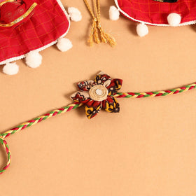  Handmade Fabric Flower Jute Rakhi (Set of 2)