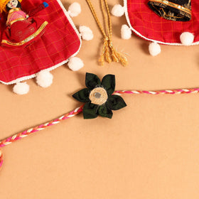 Handmade Fabric Flower Jute Rakhi (Set of 2)