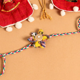  Handmade Fabric Flower Jute Rakhi (Set of 2)