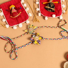  Handmade Fabric Flower Jute Rakhi (Set of 2)