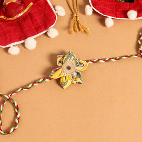  Handmade Fabric Flower Jute Rakhi (Set of 2)