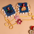  Handmade Fabric Flower Jute Rakhi (Set of 2)