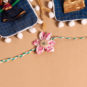  Handmade Fabric Flower Jute Rakhi (Set of 2)