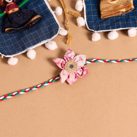  Handmade Fabric Flower Jute Rakhi (Set of 2)