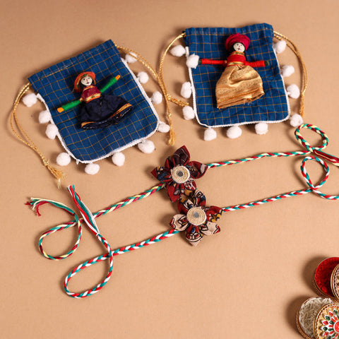  Handmade Fabric Flower Jute Rakhi (Set of 2)