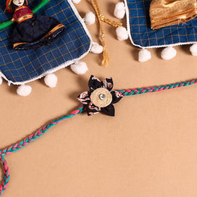  Handmade Fabric Flower Jute Rakhi (Set of 2)