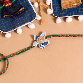  Handmade Fabric Flower Jute Rakhi (Set of 2)