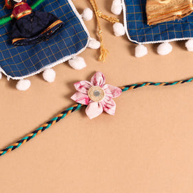 Handmade Fabric Flower Jute Rakhi (Set of 2)