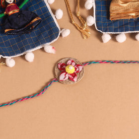  Handmade Fabric Flower Jute Rakhi (Set of 2)