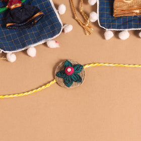  Handmade Fabric Flower Jute Rakhi (Set of 2)