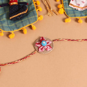  Handmade Fabric Flower Jute Rakhi (Set of 2)