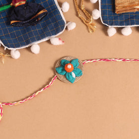  Handmade Fabric Flower Jute Rakhi (Set of 2)