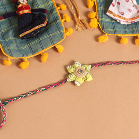  Handmade Fabric Flower Jute Rakhi (Set of 2)