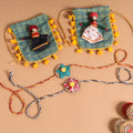  Handmade Fabric Flower Jute Rakhi (Set of 2)