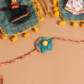  Handmade Fabric Flower Jute Rakhi (Set of 2)
