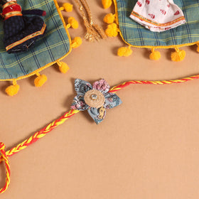  Handmade Fabric Flower Jute Rakhi (Set of 2)
