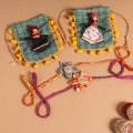  Handmade Fabric Flower Jute Rakhi (Set of 2)