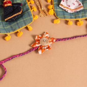  Handmade Fabric Flower Jute Rakhi (Set of 2)