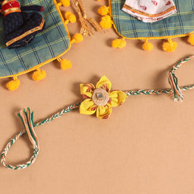  Handmade Fabric Flower Jute Rakhi (Set of 2)