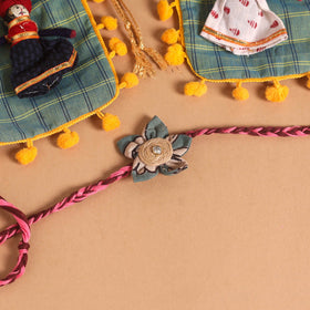 Handmade Fabric Flower Jute Rakhi (Set of 2)