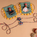  Handmade Fabric Flower Jute Rakhi (Set of 2)