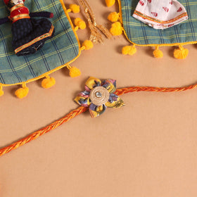  Handmade Fabric Flower Jute Rakhi (Set of 2)