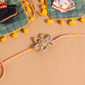  Handmade Fabric Flower Jute Rakhi (Set of 2)