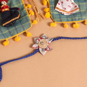  Handmade Fabric Flower Jute Rakhi (Set of 2)