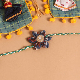  Handmade Fabric Flower Jute Rakhi (Set of 2)