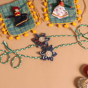  Handmade Fabric Flower Jute Rakhi (Set of 2)