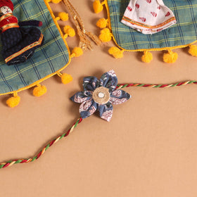 Handmade Fabric Flower Jute Rakhi (Set of 2)