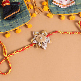  Handmade Fabric Flower Jute Rakhi (Set of 2)