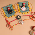  Handmade Fabric Flower Jute Rakhi (Set of 2)