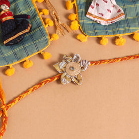  Handmade Fabric Flower Jute Rakhi (Set of 2)