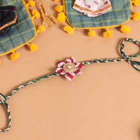 Handmade Fabric Flower Jute Rakhi (Set of 2)