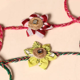  Handmade Fabric Flower Jute Rakhi (Set of 2)