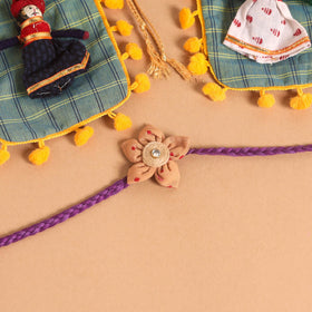  Handmade Fabric Flower Jute Rakhi (Set of 2)