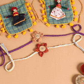  Handmade Fabric Flower Jute Rakhi (Set of 2)