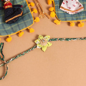  Handmade Fabric Flower Jute Rakhi (Set of 2)