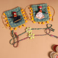  Handmade Fabric Flower Jute Rakhi (Set of 2)