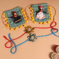  Handmade Fabric Flower Jute Rakhi (Set of 2)