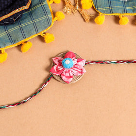  Handmade Fabric Flower Jute Rakhi (Set of 2)